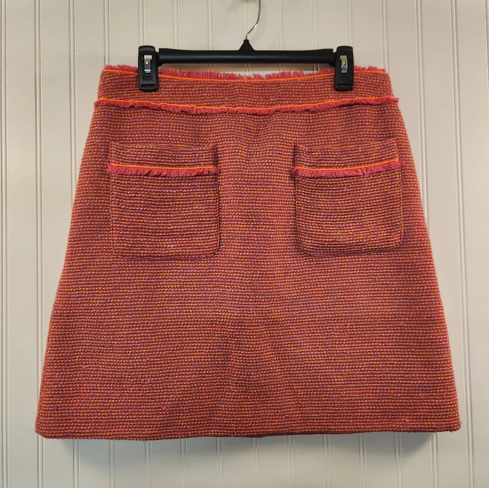 J.CREW Women's Hot Pink Woven Upholstery Textured Mini Skirt Size 12 Colorful